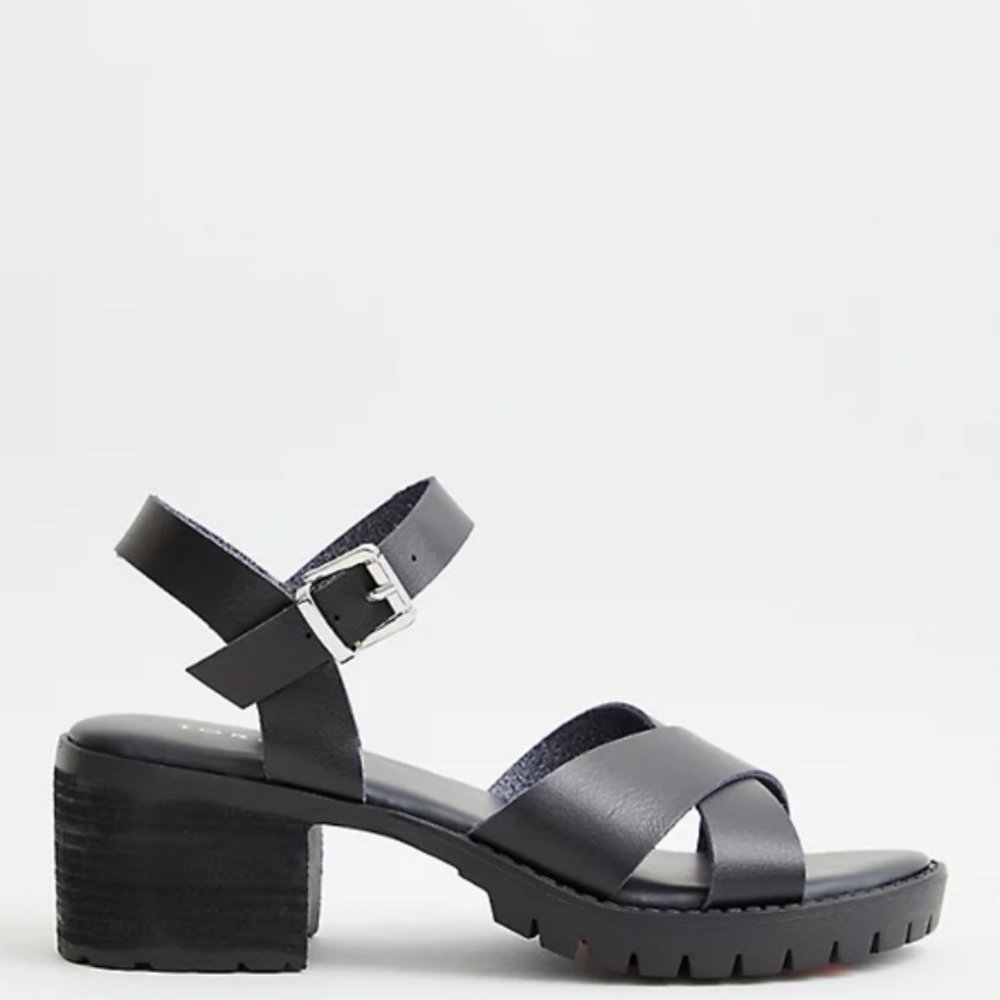 NIB Torrid Black Faux Leather Lug Heels